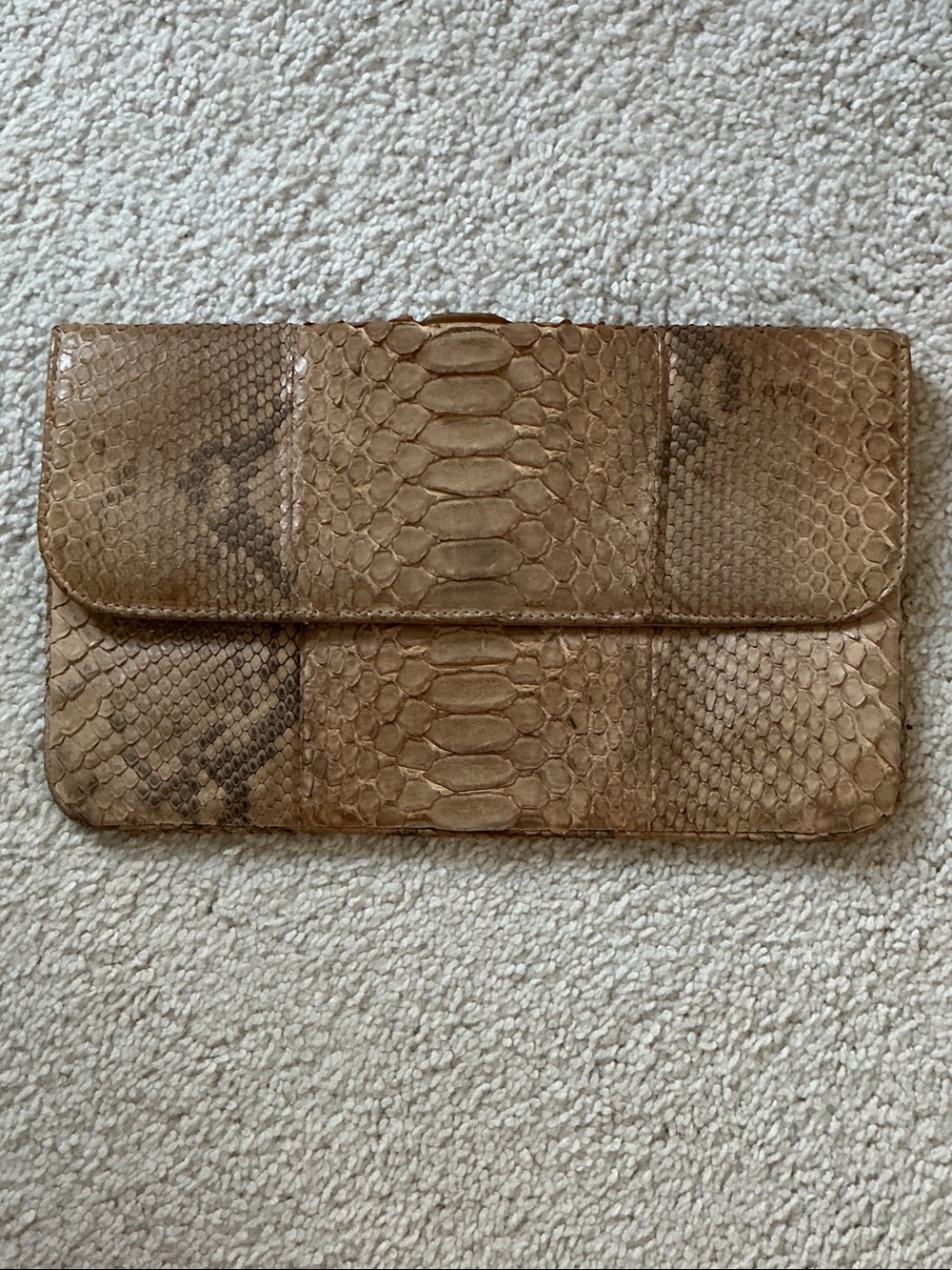 Zac Posen Tan Python-Effect Envelope Clutch